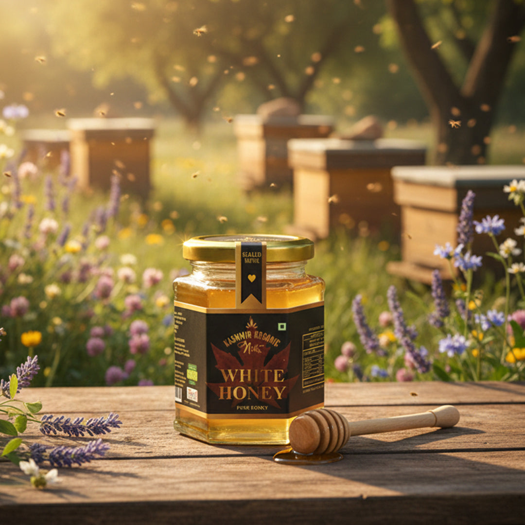 Pure Kashmir Organic White Honey - 100% Raw & Unprocessed | 350g