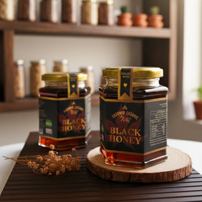 Pure Kashmir Organic Black Honey - 100% Raw & Unprocessed | 350g