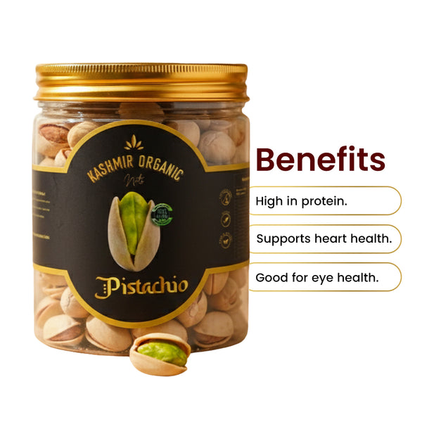 Premium Kashmir Organic Salted Pistachios (Namkeen Pista) - 100% Organic