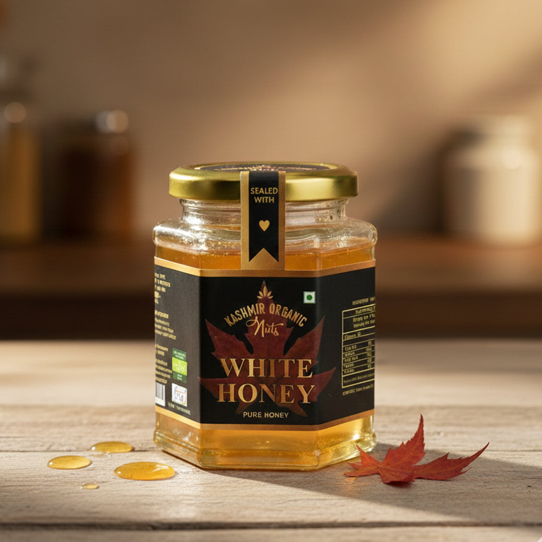 Pure Kashmir Organic White Honey - 100% Raw & Unprocessed | 350g