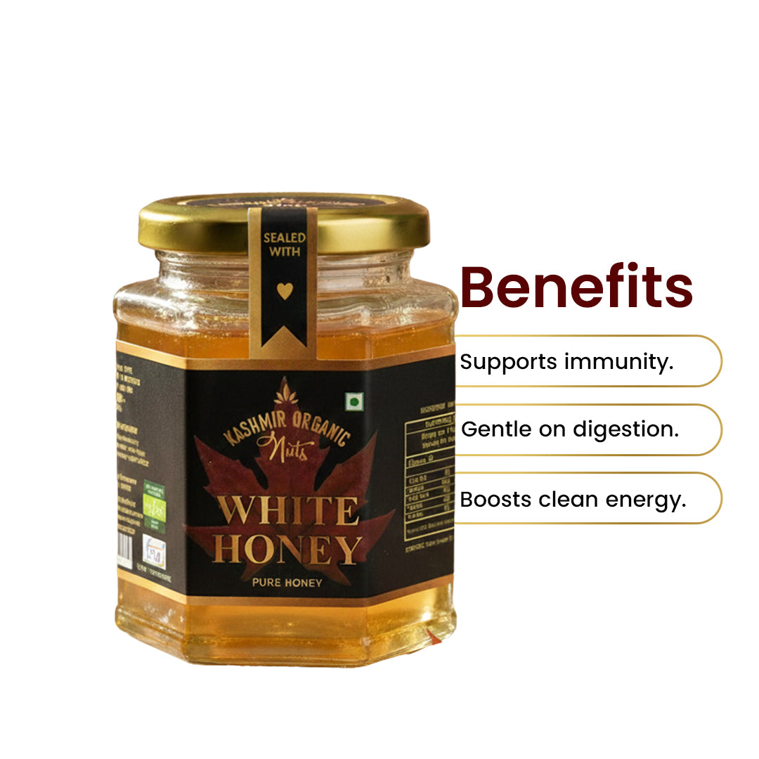 Pure Kashmir Organic White Honey - 100% Raw & Unprocessed | 350g